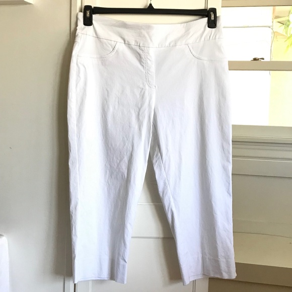 RUBY RD. High Rise Pull-On Capri Pants White Stretch Pants Women’s Plus Size 14 - Picture 1 of 16